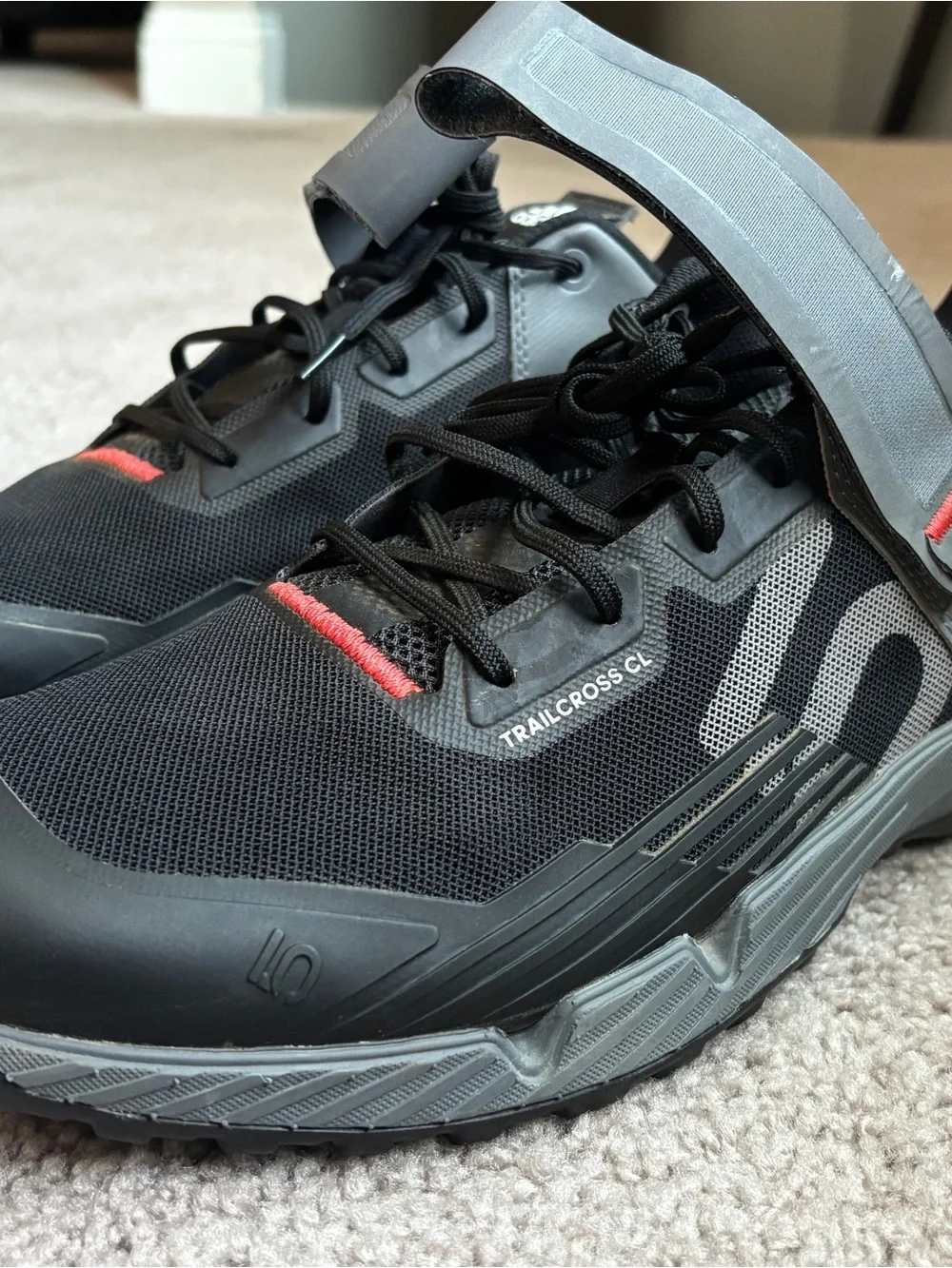 adidas Men’s Black and Gray Trailcross CL Mountain Biking Shoes with Red Accents